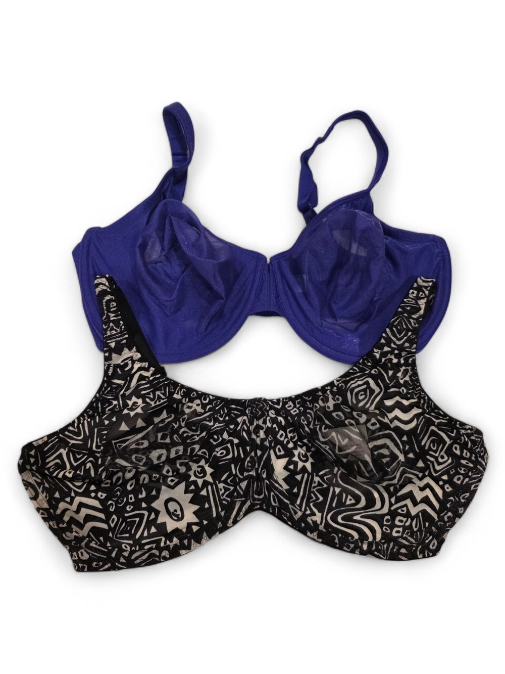 Lane Bryant Purple Underwire Bra & Black-White Patterned Bra Set 44D